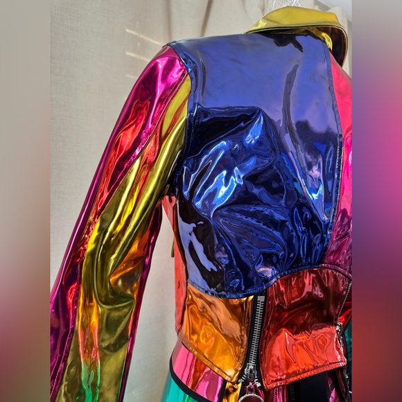 NWOT Club Exx by Dolls Kill Mirrored Color Block Moto Jacket, Sz M& Skirt Sz S - Picture 11 of 16